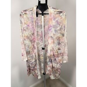 Bohemian Floral Lace Sheer Open Front Cardigan Duster Kimono Colorful Whimsigoth
